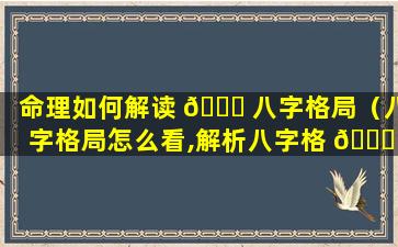 命理如何解读 🐒 八字格局（八字格局怎么看,解析八字格 🐋 局查询表）